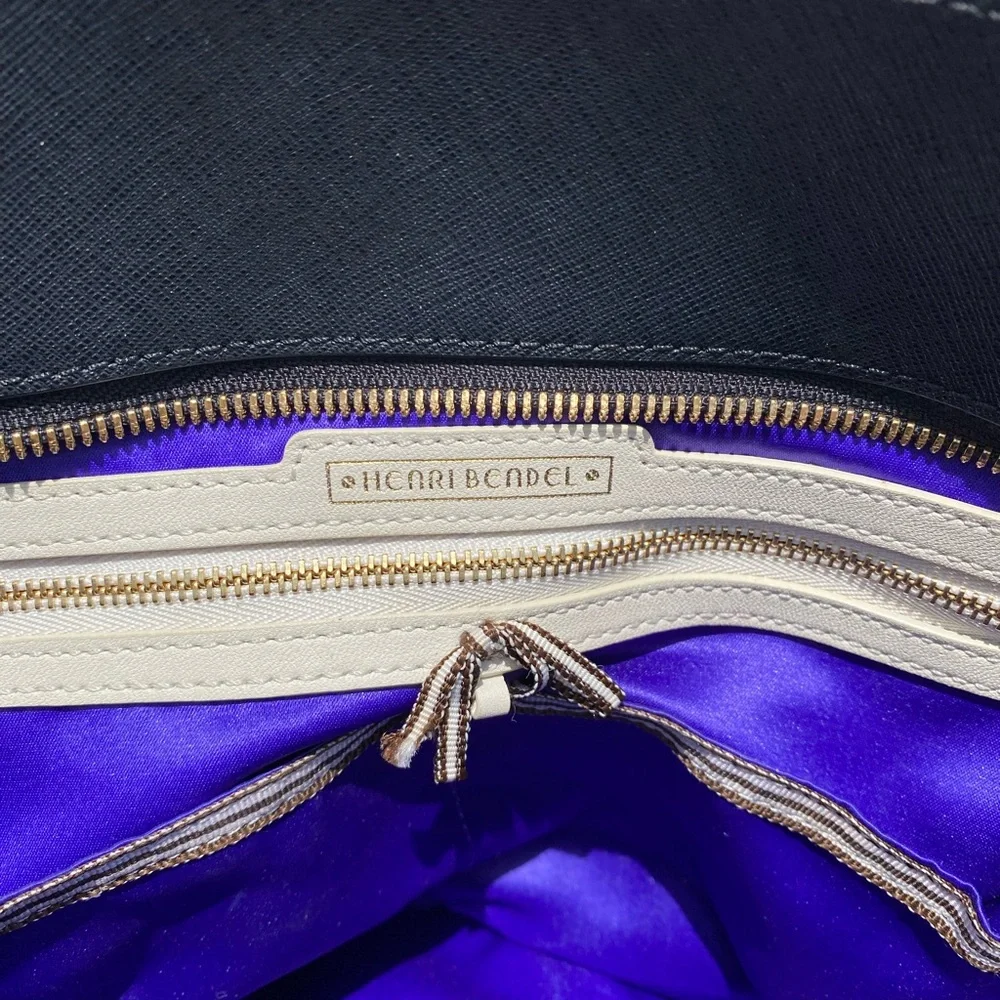 Henri Bendel Diaper Bag great work bag for laptop black leather purple interior - Picture 8 of 8